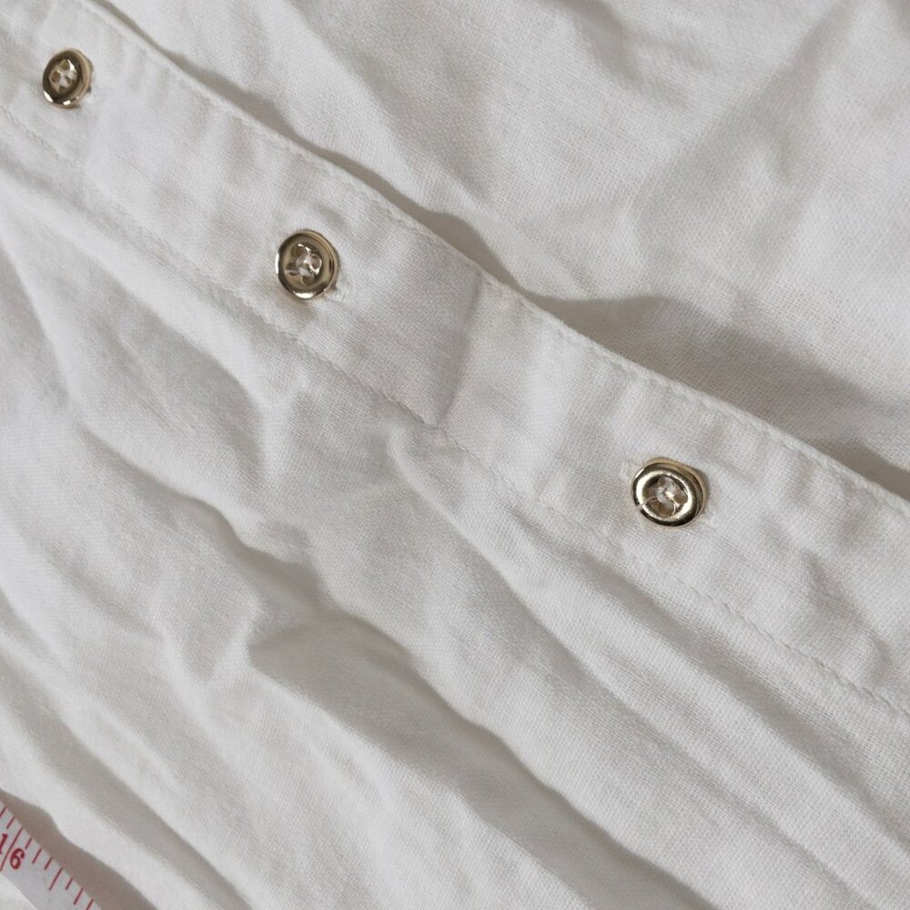 Zara White Button Down Short Sleeve Top SZ S Gold Buttons Front Pockets - Picture 7 of 11
